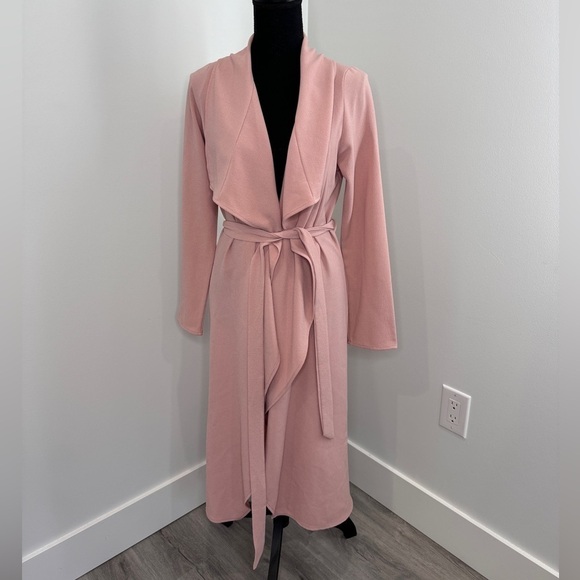 Style Rack Mauve Pink Belted Lightweight Maxi Cardigan (M) - Picture 2 of 6